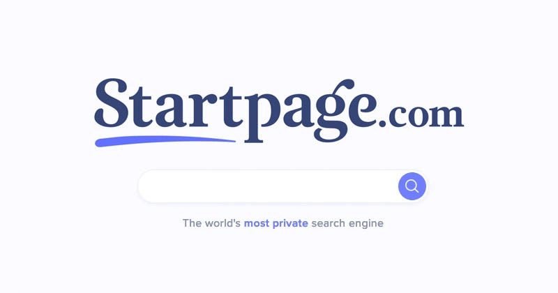 tampilan mesin pencari startpage
