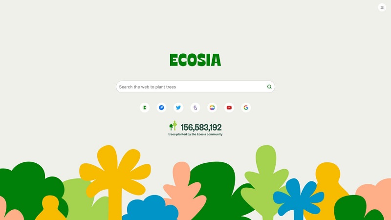 tampilan web Ecosia